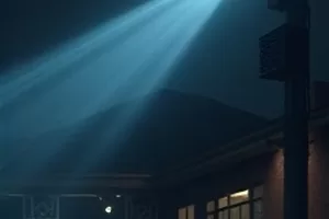 悬疑片《双生花园》剧照，对称的花园小径